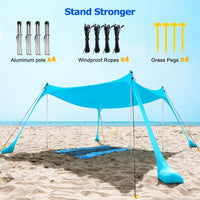 UPF50+ Family Beach Tent with Aluminium Poles and Sand Anchors