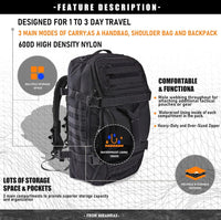 Waterproof Tactical Gym Duffel Backpack – 45L Multi-Use Travel & Sports Bag
