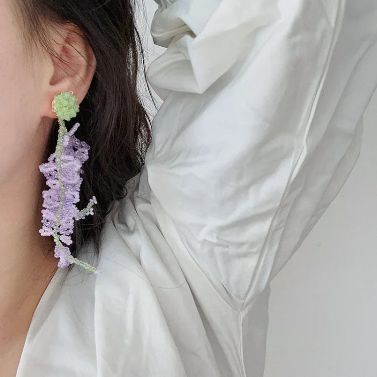 Wisteria Tassel Earrings with Forest Theme - Aurelia