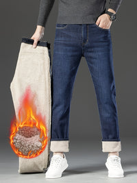 Warm Men's Winter Jeans with Fleece Lining - Grayson