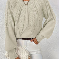Ladies Cable Knit Sweater with Lantern Sleeves – Sanna