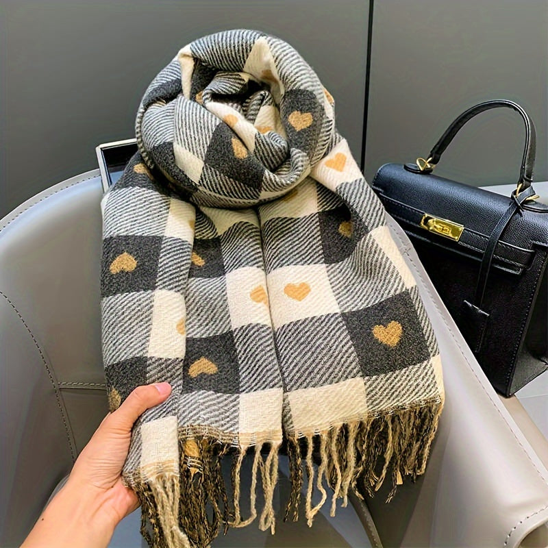 Striped women's scarf made of polyester for autumn & winter – Aurelie