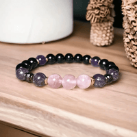 8mm Rose Quartz Obsidian Amethyst Beaded Bracelet - Aurora-State of Style