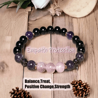 8mm Rose Quartz Obsidian Amethyst Beaded Bracelet - Aurora-State of Style