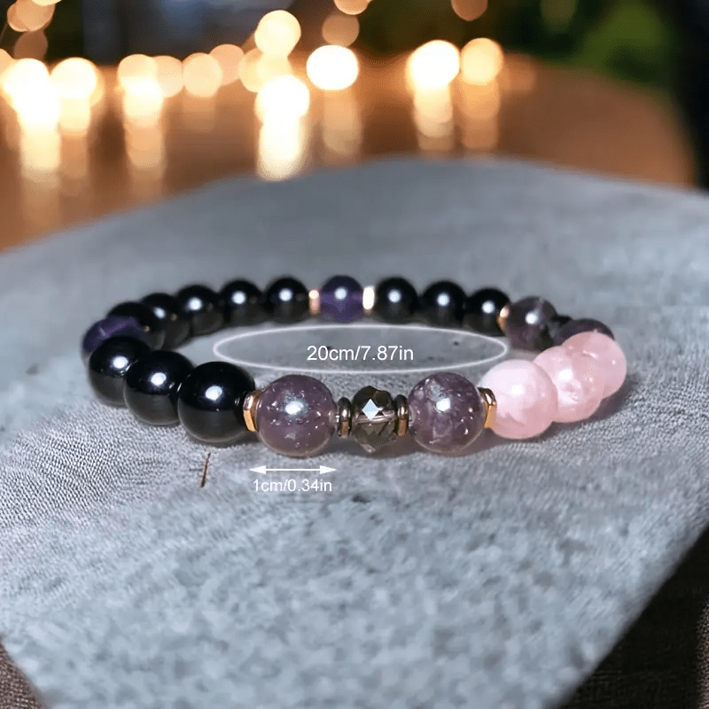 8mm Rose Quartz Obsidian Amethyst Beaded Bracelet - Aurora-State of Style