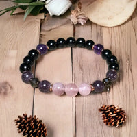 8mm Rose Quartz Obsidian Amethyst Beaded Bracelet - Aurora-State of Style