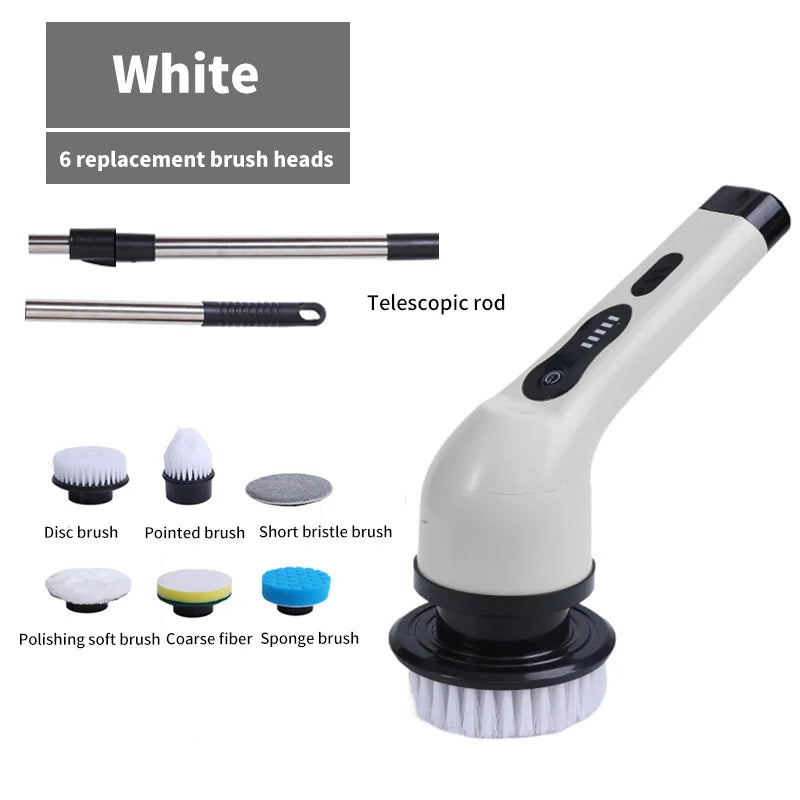 9-in-1 Electric Spin Cleaning Brush with LED Display – 1+1 FREE-White 3 heads-State of Style