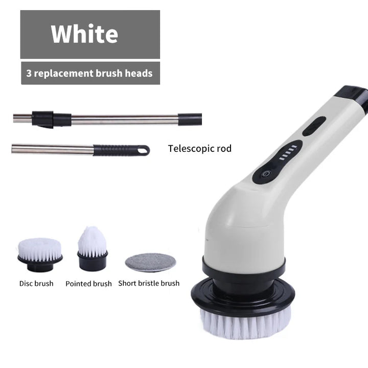 9-in-1 Electric Spin Cleaning Brush with LED Display – 1+1 FREE-White 3 heads-State of Style