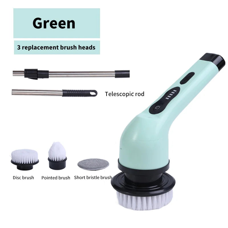 9-in-1 Electric Spin Cleaning Brush with LED Display – 1+1 FREE-White 3 heads-State of Style
