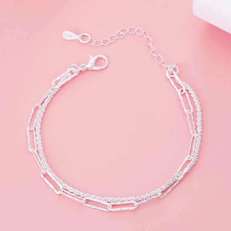 925 Sterling Silver Double Chain Bracelet-State of Style