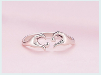 925 Sterling Silver Love Embrace Couple Rings | Adjustable-State of Style