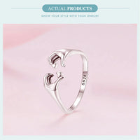 925 Sterling Silver Love Embrace Couple Rings | Adjustable-State of Style