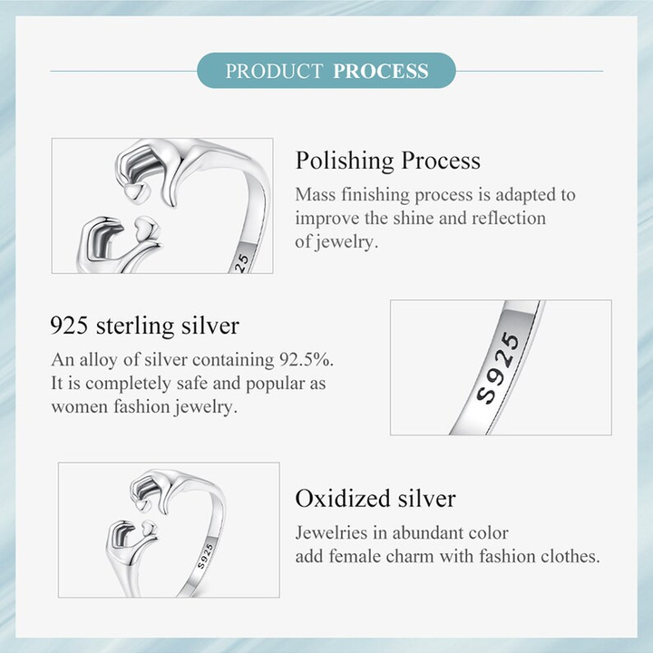 925 Sterling Silver Love Embrace Couple Rings | Adjustable-State of Style