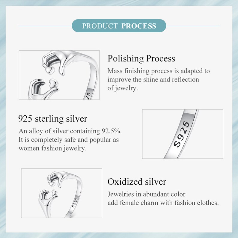 925 Sterling Silver Love Embrace Couple Rings | Adjustable-State of Style