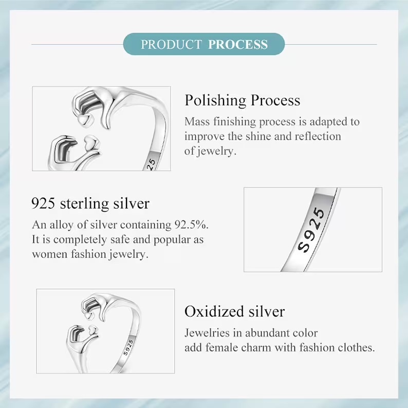 925 Sterling Silver Love Embrace Couple Rings | Adjustable-State of Style