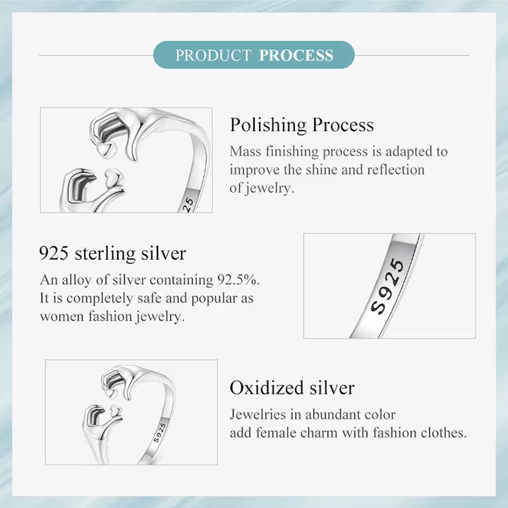 925 Sterling Silver Love Embrace Couple Rings | Adjustable-State of Style
