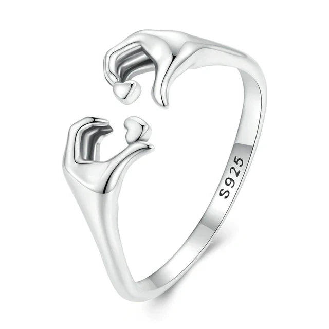 925 Sterling Silver Love Embrace Couple Rings | Adjustable-State of Style