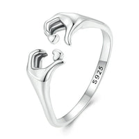 925 Sterling Silver Love Embrace Couple Rings | Adjustable-State of Style