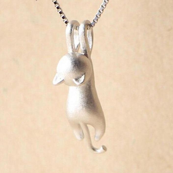 925 Sterling Silver Playful Kitty Necklace - Mia-State of Style