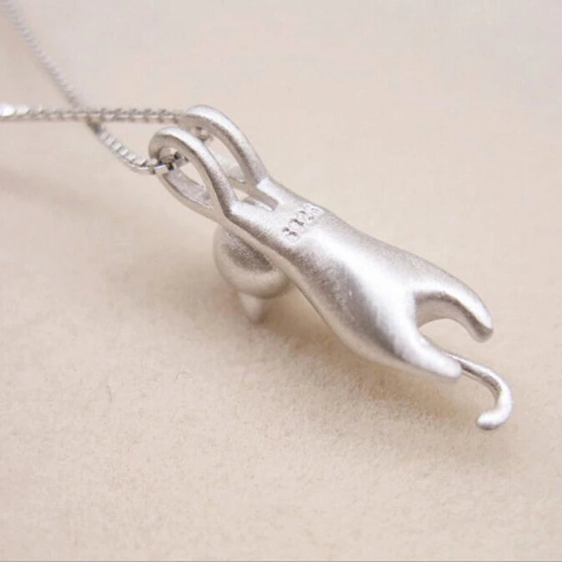 925 Sterling Silver Playful Kitty Necklace - Mia-State of Style