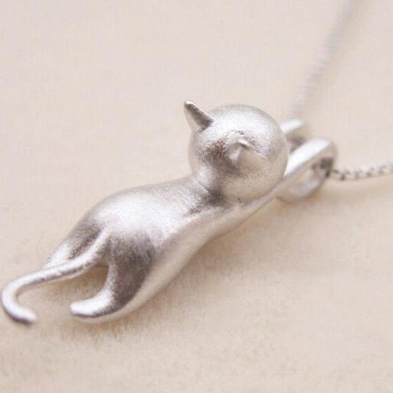 925 Sterling Silver Playful Kitty Necklace - Mia-State of Style