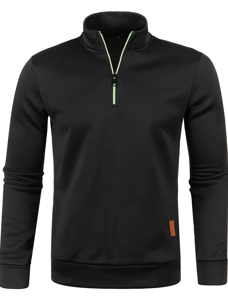 Men's pullover with neck zip for autumn & winter - Matteo