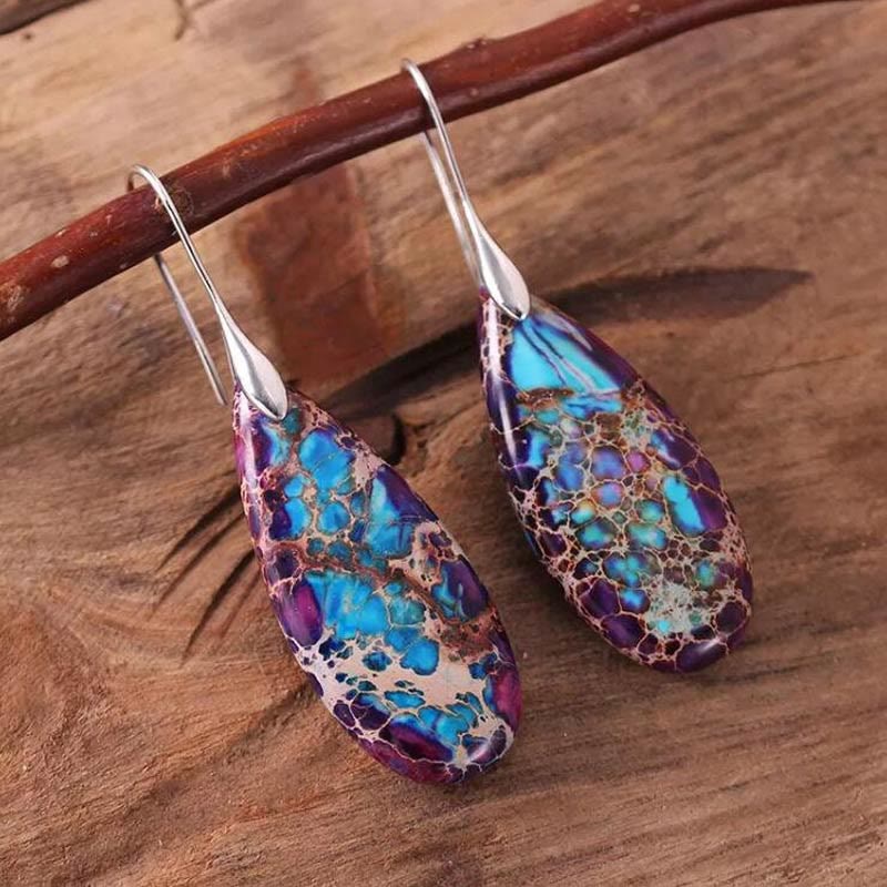 Teardrop Shaped Emperor Stone Earrings - Amara