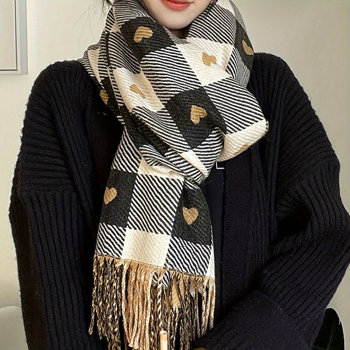 Striped women's scarf made of polyester for autumn & winter – Aurelie
