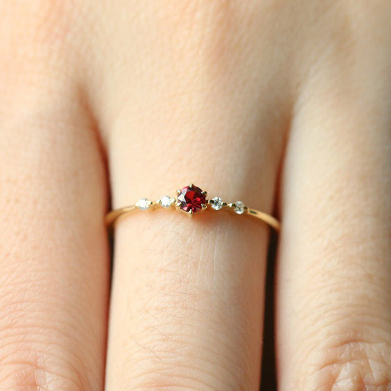 18K Gold Garnet Ring - Elara