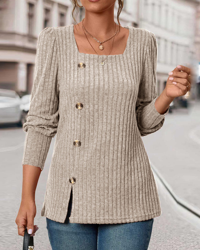 Knitted Ladies Top with Buttons – Mireille