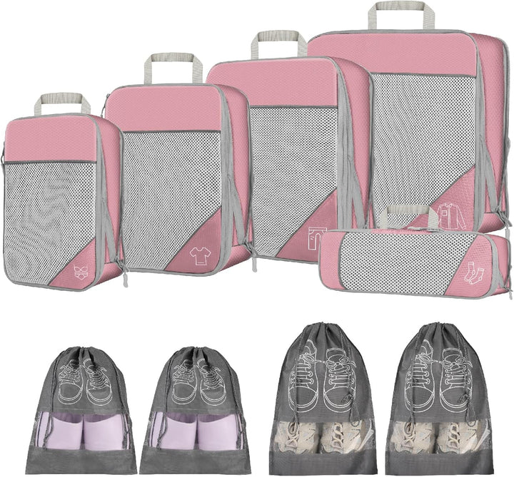 9pcs Expandable Compression Packing Cubes Set – Travel Organiser Bags