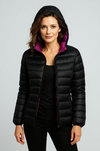 Reversible down jacket with hood – Soraya