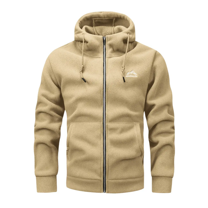 Men's fleece jacket with hood & zip – Sören