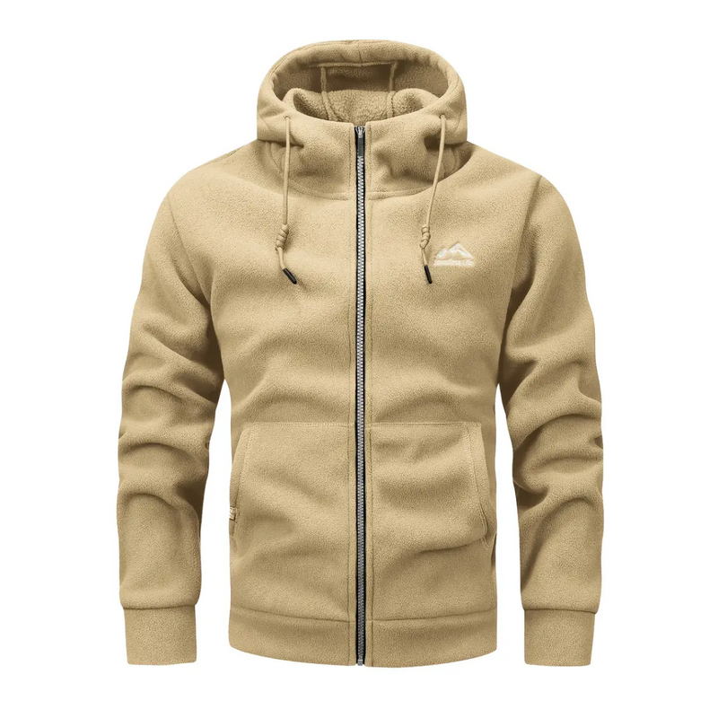 Men's fleece jacket with hood & zip – Sören