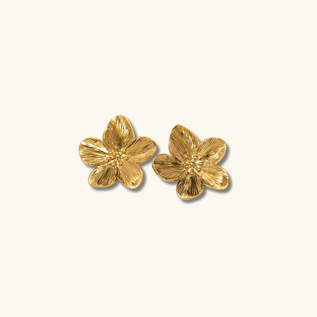 Flower-Shaped Gold Earrings - Elara