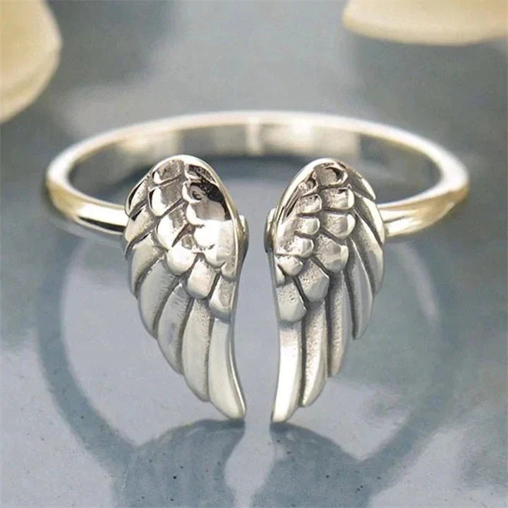 Silver Angel Wing Ring | Elegant Statement Jewellery