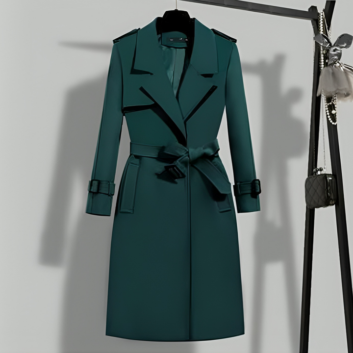 Ladies' Trench Coat with Waist & Button Placket – Sophia