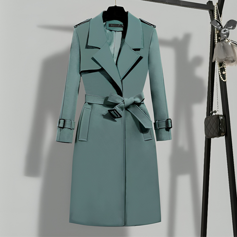 Ladies' Trench Coat with Waist & Button Placket – Sophia