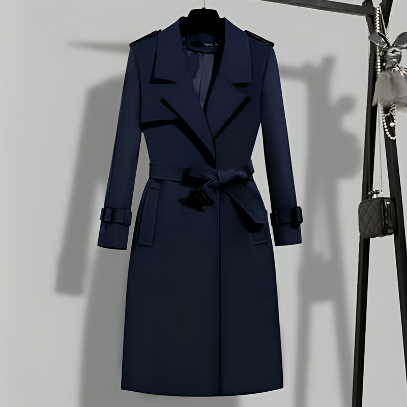 Ladies' Trench Coat with Waist & Button Placket – Sophia