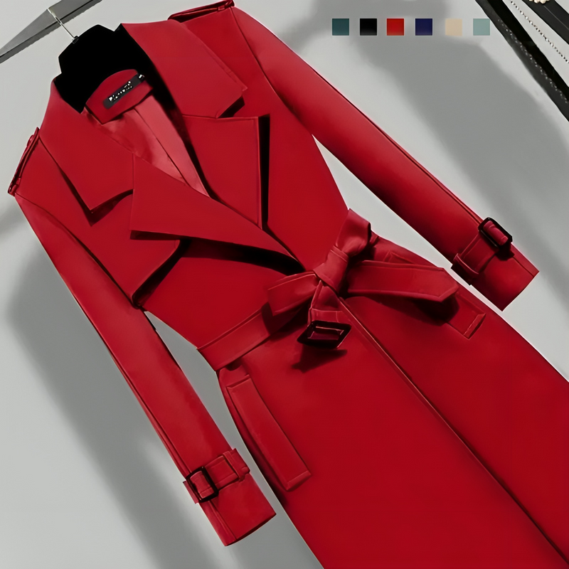 Ladies' Trench Coat with Waist & Button Placket – Sophia