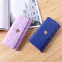 Argyle Pattern Triple Fold Wallet with Royal Gold Accent