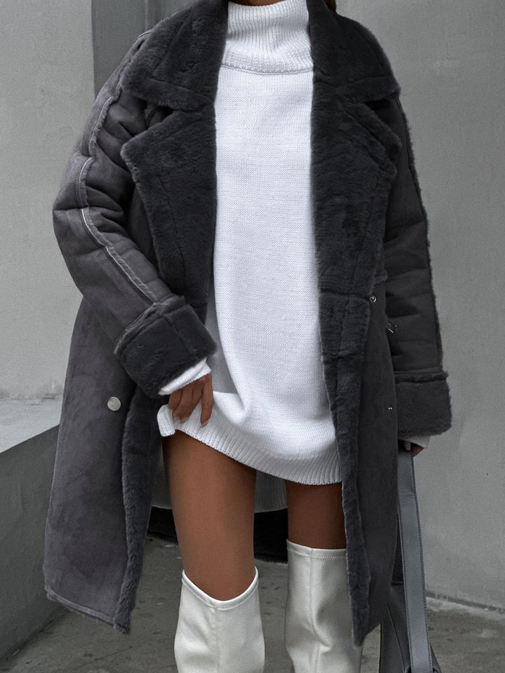 Stylish Long Polar Fleece Women's Coat - Ava