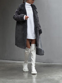 Stylish Long Polar Fleece Women's Coat - Ava