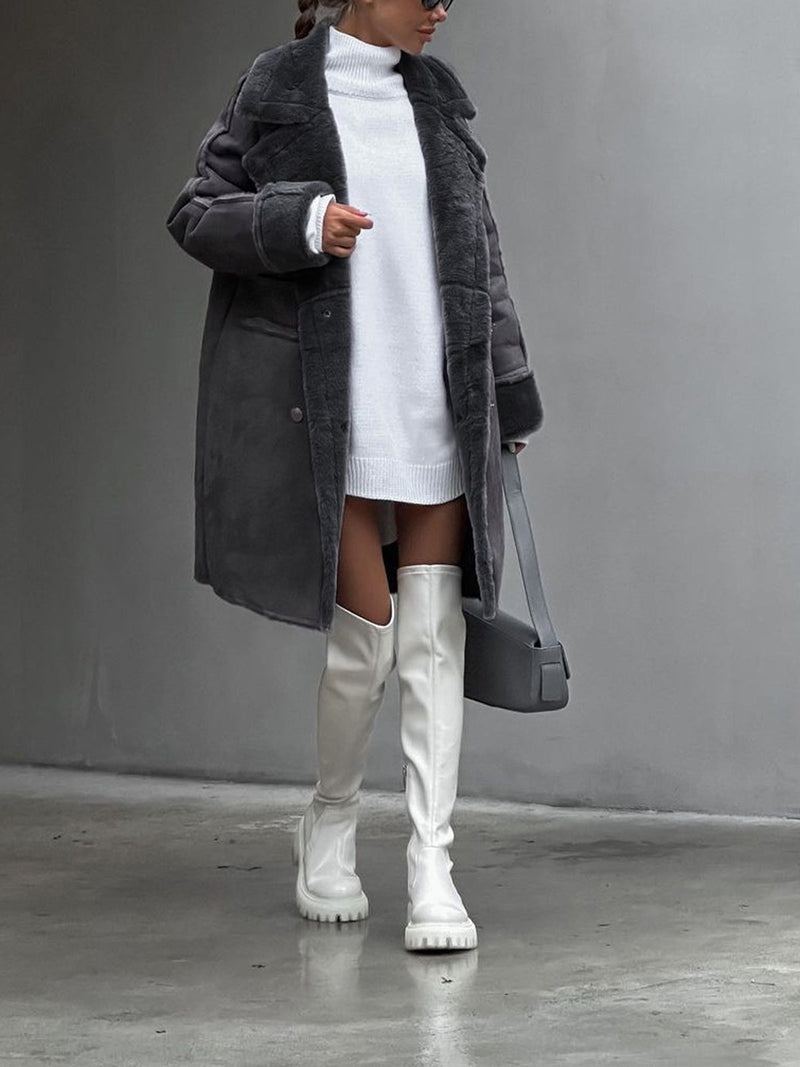 Stylish Long Polar Fleece Women's Coat - Ava