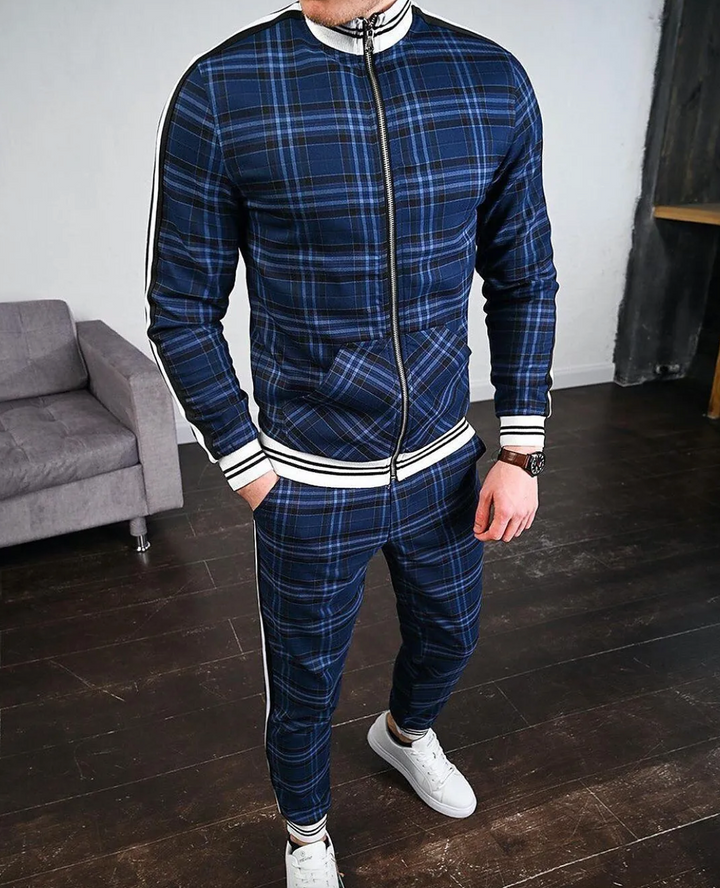 Stylish Men's Training Set with Check Pattern – Dorian