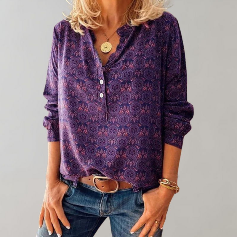 Ladies Vintage Summer Blouse made of Polyester – Selina