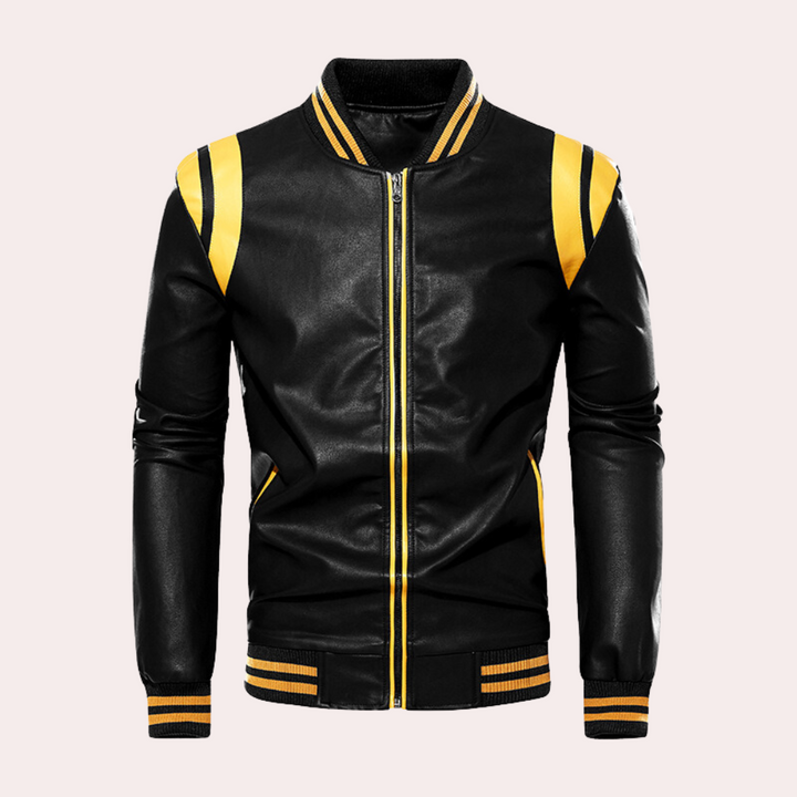 Men's Bomber Jacket with Zip and Sporty Stripes – Dorian