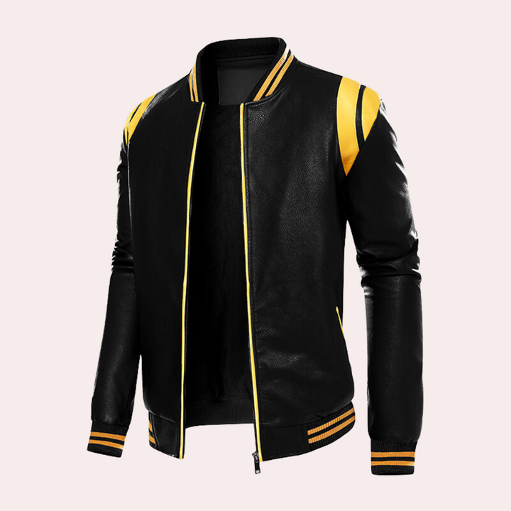 Men's Bomber Jacket with Zip and Sporty Stripes – Dorian