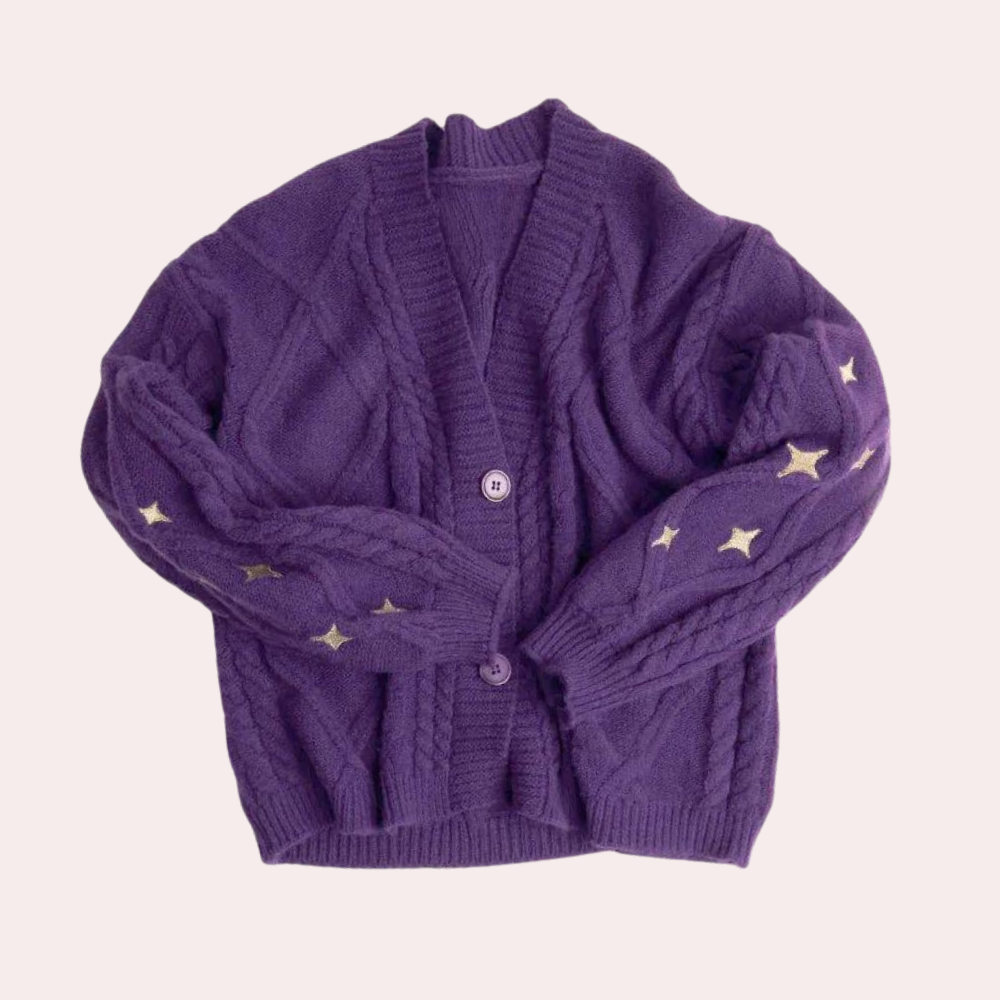 Knitted Ladies Cardigan with Strawberry Details – Poppy