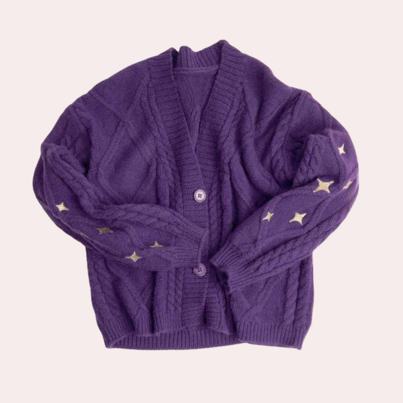 Knitted Ladies Cardigan with Strawberry Details – Poppy